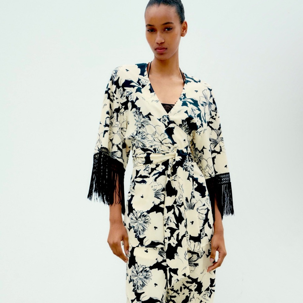 Fringed printed jacket Zara size XS - S